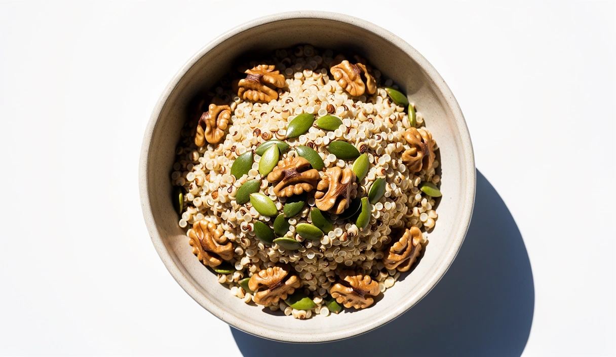 Schüssel mit Vollkornprodukten und Nüssen